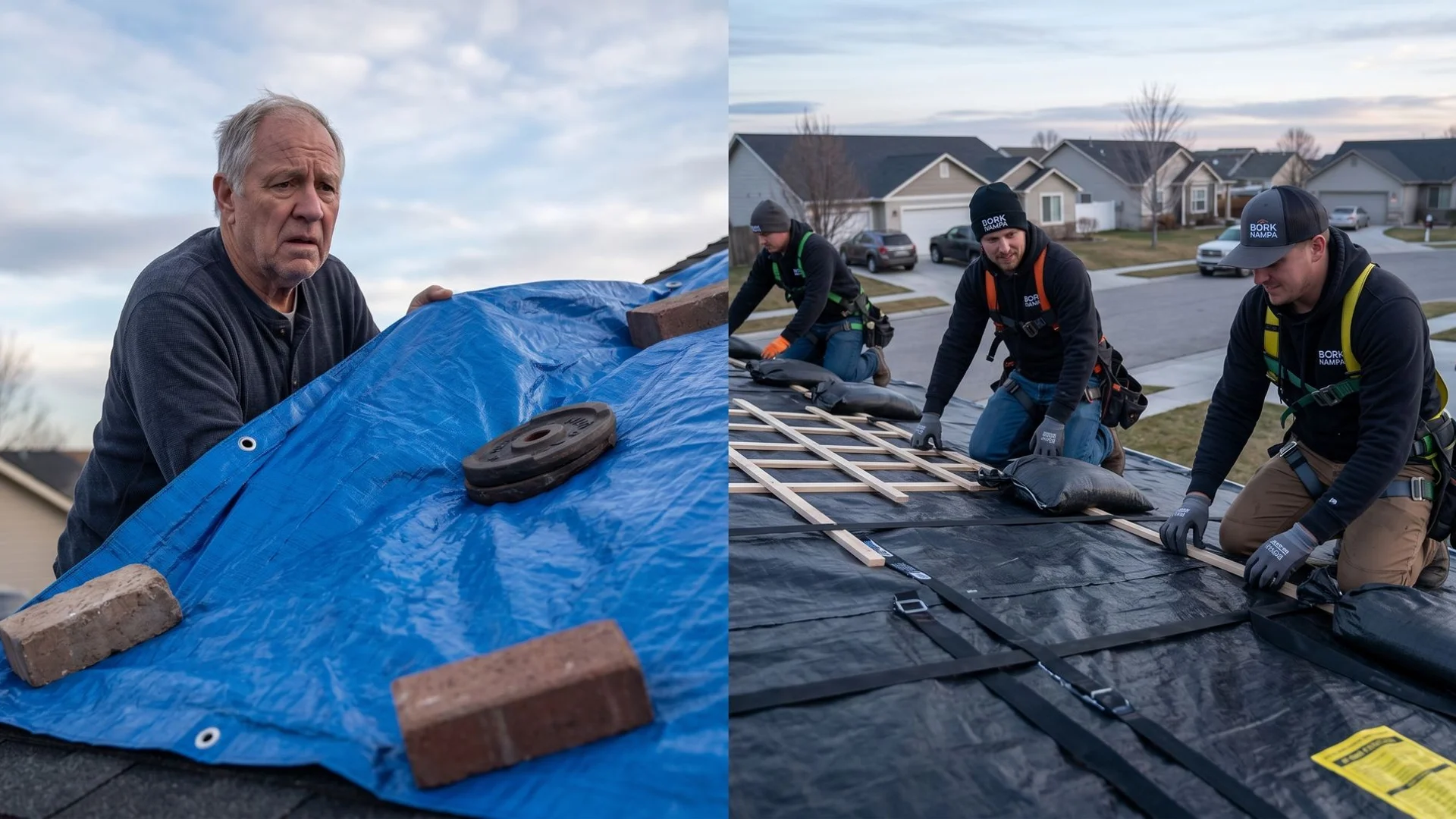 Comparison of DIY versus professional emergency roof tarping