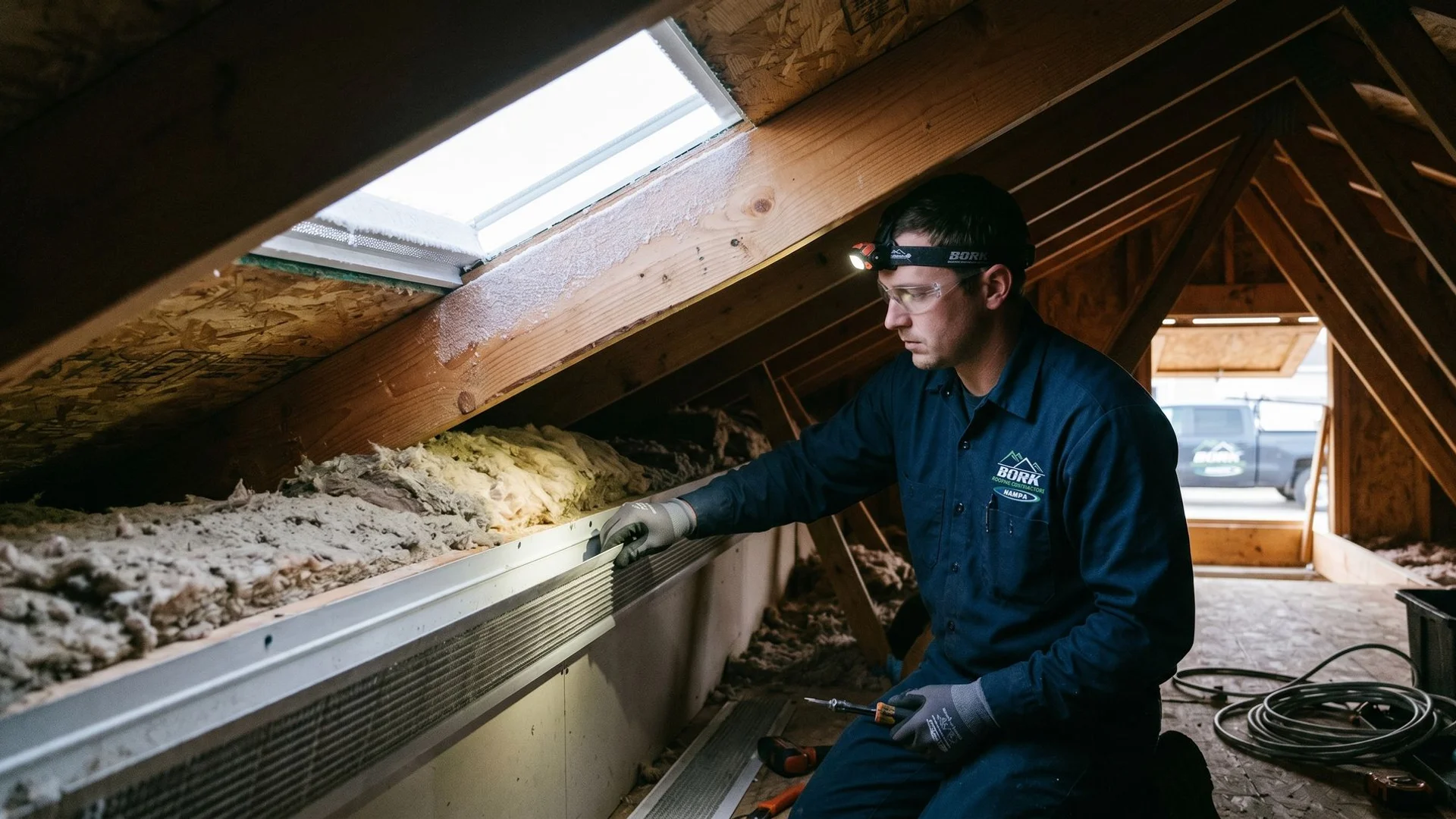 Cross-section showing balanced attic ventilation preventing ice dams
