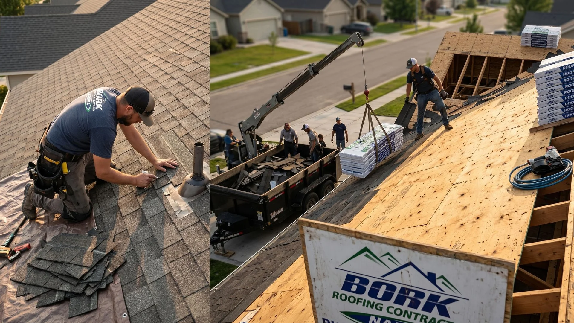 Roofer evaluating whether a roof needs repair or replacement